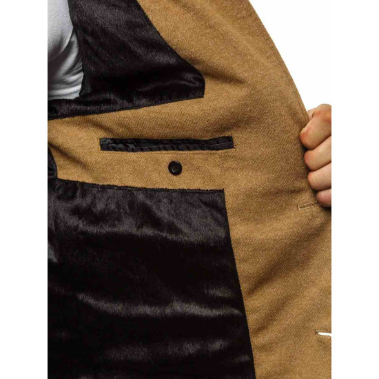 Elegantiškas rudas vyriškas paltas Sugal JB/1047Z