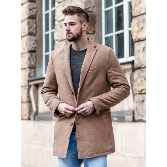 Elegantiškas rudas vyriškas paltas Sugal JB/1047Z