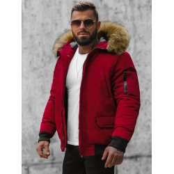 Bomber stiliaus žieminė bordo vyriška striukė Lemor