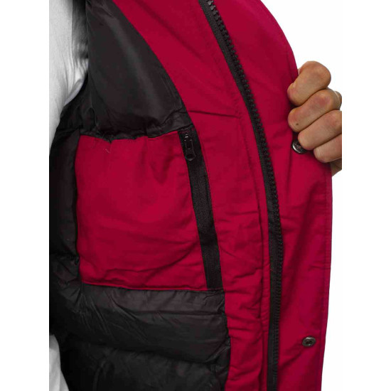 Bomber stiliaus žieminė bordo vyriška striukė Lemor JS/201901 - Vyriškos Striukės ir Paltai Bomber stiliaus žieminė bordo vyriška striukė Lemor JS/201901