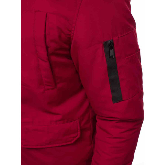 Bomber stiliaus žieminė bordo vyriška striukė Lemor JS/201901 - Vyriškos Striukės ir Paltai Bomber stiliaus žieminė bordo vyriška striukė Lemor JS/201901