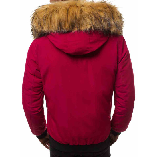 Bomber stiliaus žieminė bordo vyriška striukė Lemor JS/201901 - Vyriškos Striukės ir Paltai Bomber stiliaus žieminė bordo vyriška striukė Lemor JS/201901