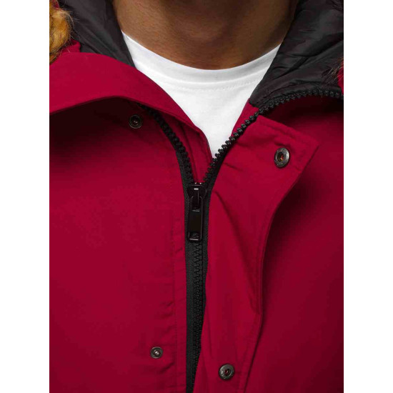 Bomber stiliaus žieminė bordo vyriška striukė Lemor JS/201901 - Vyriškos Striukės ir Paltai Bomber stiliaus žieminė bordo vyriška striukė Lemor JS/201901