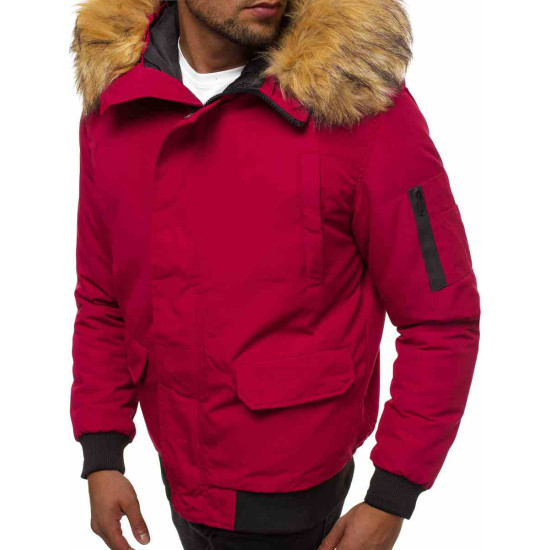 Bomber stiliaus žieminė bordo vyriška striukė Lemor JS/201901 - Vyriškos Striukės ir Paltai Bomber stiliaus žieminė bordo vyriška striukė Lemor JS/201901