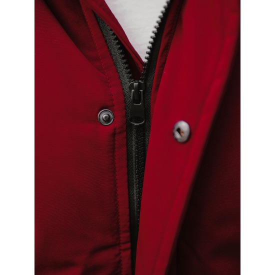 Bomber stiliaus žieminė bordo vyriška striukė Lemor JS/201901 - Vyriškos Striukės ir Paltai Bomber stiliaus žieminė bordo vyriška striukė Lemor JS/201901