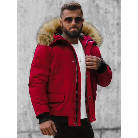 Bomber stiliaus žieminė bordo vyriška striukė Lemor JS/201901 - Vyriškos Striukės ir Paltai Bomber stiliaus žieminė bordo vyriška striukė Lemor JS/201901