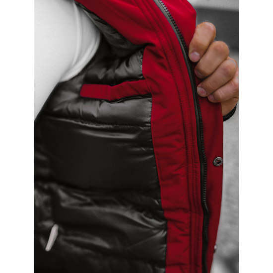 Bomber stiliaus žieminė bordo vyriška striukė Lemor JS/201901 - Vyriškos Striukės ir Paltai Bomber stiliaus žieminė bordo vyriška striukė Lemor JS/201901