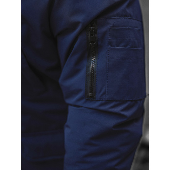 Bomber stiliaus žieminė tamsiai mėlyna vyriška striukė Lemor JS/201901 - Vyriškos Striukės ir Paltai Bomber stiliaus žieminė tamsiai mėlyna vyriška striukė Lemor JS/201901