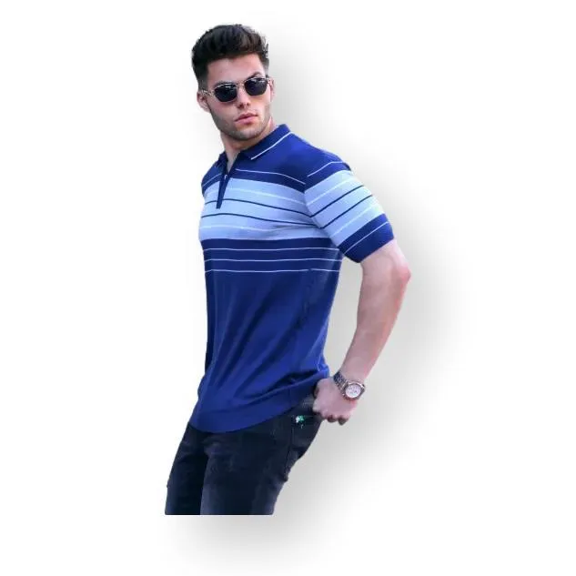 Vyriški polo marškinėliai mėlynos spalvos Zuna PK5733 Premium