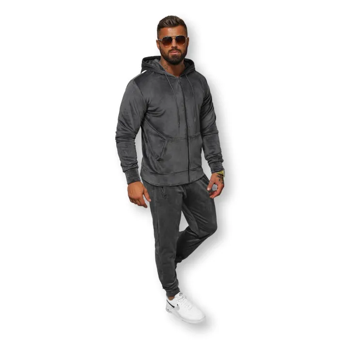 Pilkas vyriškas veliūrinis komplektas Style JS/8C1538 Premium
