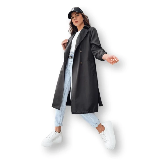 Juodas moteriškas plonas paltas Binc Striukės