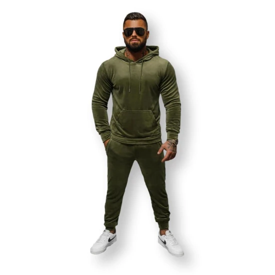 Chaki spalvos vyriškas veliūrinis komplektas Rolos JS/8C1171/29 Premium