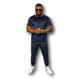 Мужской темно-синий велюровый комплект Sinor