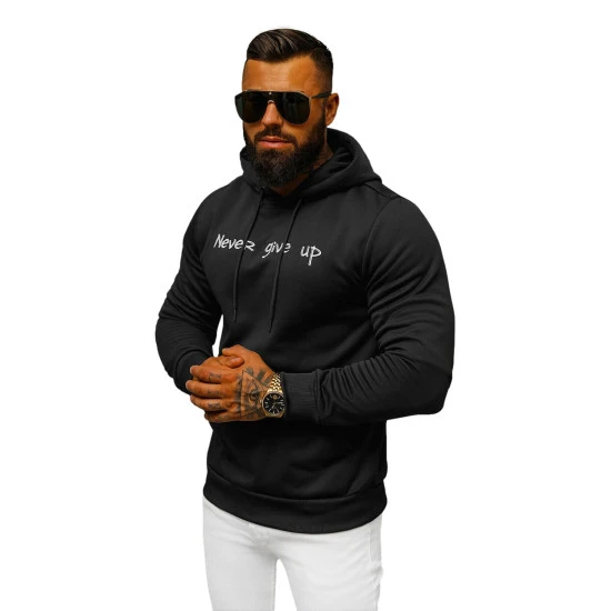 Vyriškas juodas džemperis Never give up JS/27B6512/3