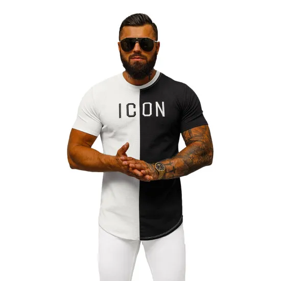 Vyriški baltai-juodi marškinėliai Icon O/7776T