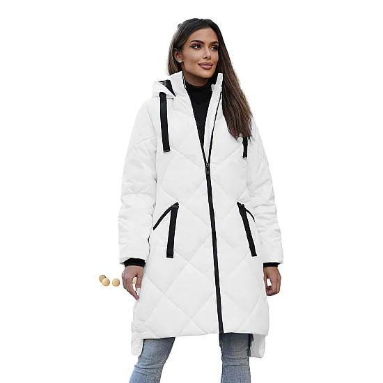 Długa biała kurtka zimowa Steper JS/5M3168/281Z
