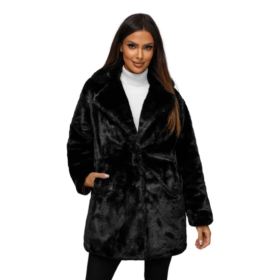 Moteriškas juodos spalvos paltas Klara JS/11Z8168Z