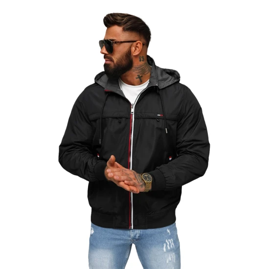 Juoda striukė su gobtuvu Kemir Striukės