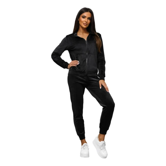 Moteriškos juodos veliūrinės kelnės Rosi