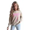 Women's brown sweater with pink ribbon Cute BY1357
