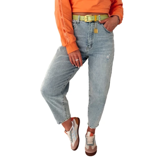 Moteriški mėlyni mom stiliaus džinsai Mom UY2485