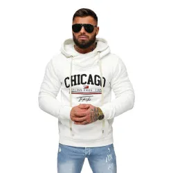 Vyriškas baltas džemperis su gobtuvu Chicago