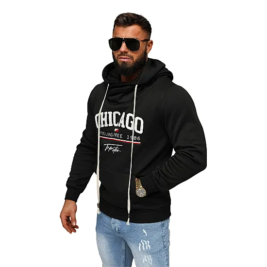 Męska czarna bluza z kapturem Chicago O/TT30508