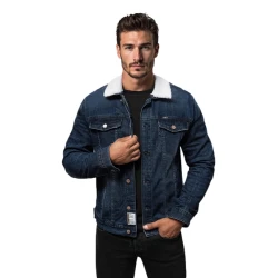 Tamsiai mėlynos spalvos džinsinė striukė Azin