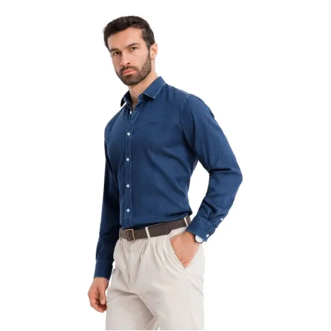 Miesten denim tummansininen paita Mant V1 OM-SHDS-0180