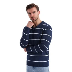 Vyriški polo marškinėliai ilgomis rankovėmis mėlynos spalvos Don