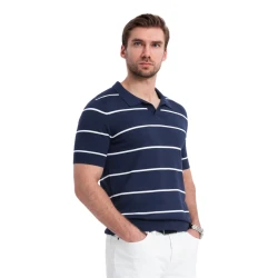 Vyriški dryžuoti tamsiai mėlynos spalvos polo marškinėliai Ton