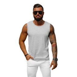 Berankoviai šviesiai pilki vyriški marškinėliai Look