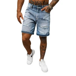 Vyriški šviesiai mėlyni džinsiniai šortai Akel