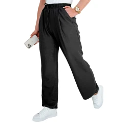 Moteriškos plačios kelnės juodos spalvos Milin