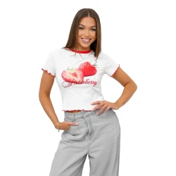 Moteriški balti marškinėliai Strawberry