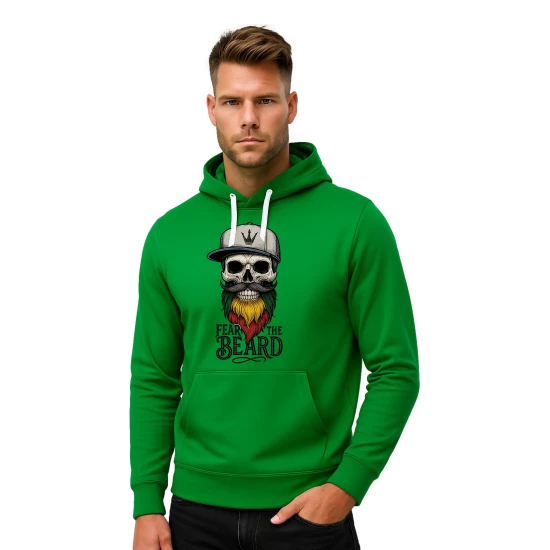 Vyriškas žalias džemperis su gobtuvu Kaukolė su užrašu PK4011