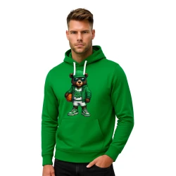 Vyriškas žalias džemperis su gobtuvu Žalia Balta kamuolys-džemperis