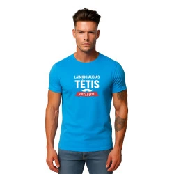 Mėlyni marškinėliai Laimingiausias tėtis (baltas)