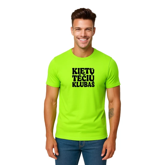 Vyriški neoniniai žali marškinėliai Kietas tėtis (juodas) PK4004