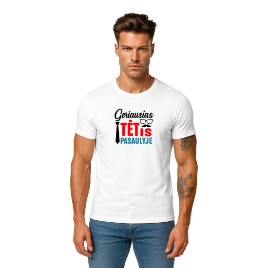 Balti marškinėliai Geriausias tėtis pasaulyje (juodas) PK4007