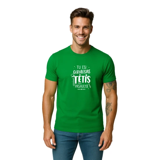 Vyriški žali marškinėliai Geriausias tėtis (baltas) PK4002