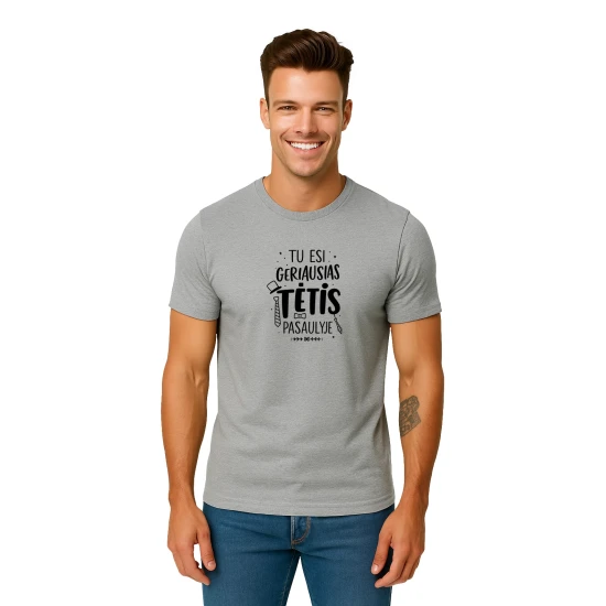 Vyriški pilki marškinėliai Geriausias tėtis (juodas) PK4002