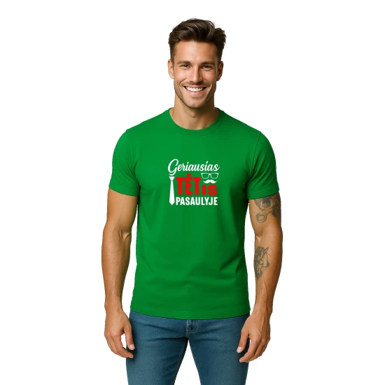 Žali marškinėliai Geriausias tėtis pasaulyje (baltas) PK4007