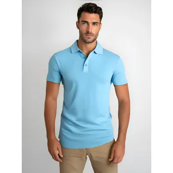 Vyriški šviesiai mėlyni polo marškinėliai Casual