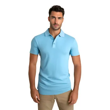 Vyriški šviesiai mėlyni polo marškinėliai Casual