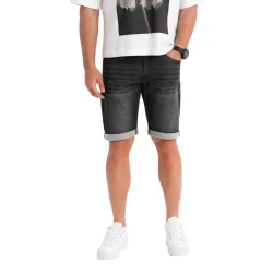 Vyriški juodi džinsiniai šortai Ragat