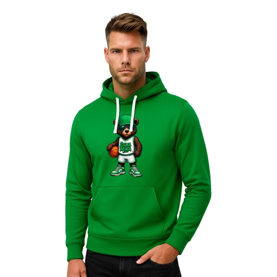 Vyriškas žalias džemperis su gobtuvu Žalia Balta PK4009