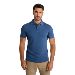 Vyriški mėlyni polo marškinėliai Casual