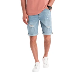 Vyriški šviesiai mėlyni džinsiai šortai Braco