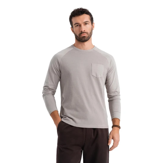 Vyriška pilki marškinėliai ilgomis rankovėmis Doug V7 OM-LSCL-0109